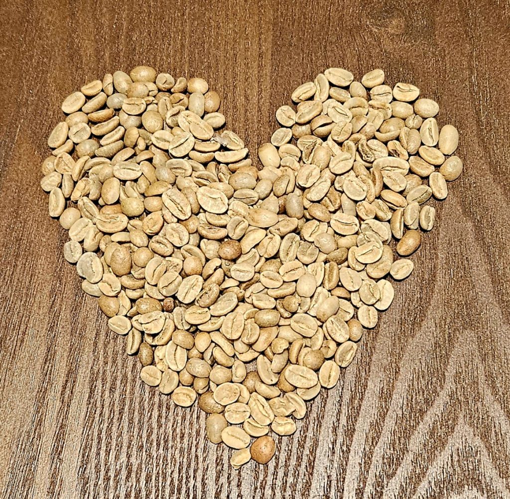 green coffee bean heart by grumpy goat Chlorogenic acid in coffee
